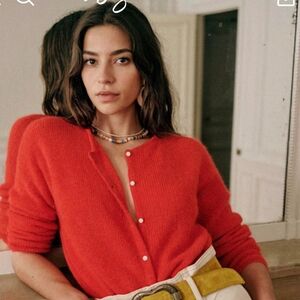 Sezane Scarlet Red Cardigan